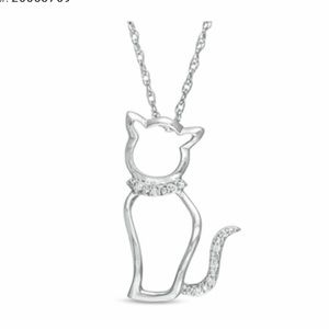 Diamond Accent Cat Pendent in Sterling Silver